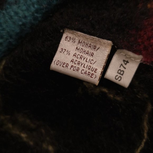 VTG SUSAN BRISTOL MOHAIR BLEND CARDIGAN M WOMAN BUTTON FLORAL BLACK  COZY - Picture 8 of 9